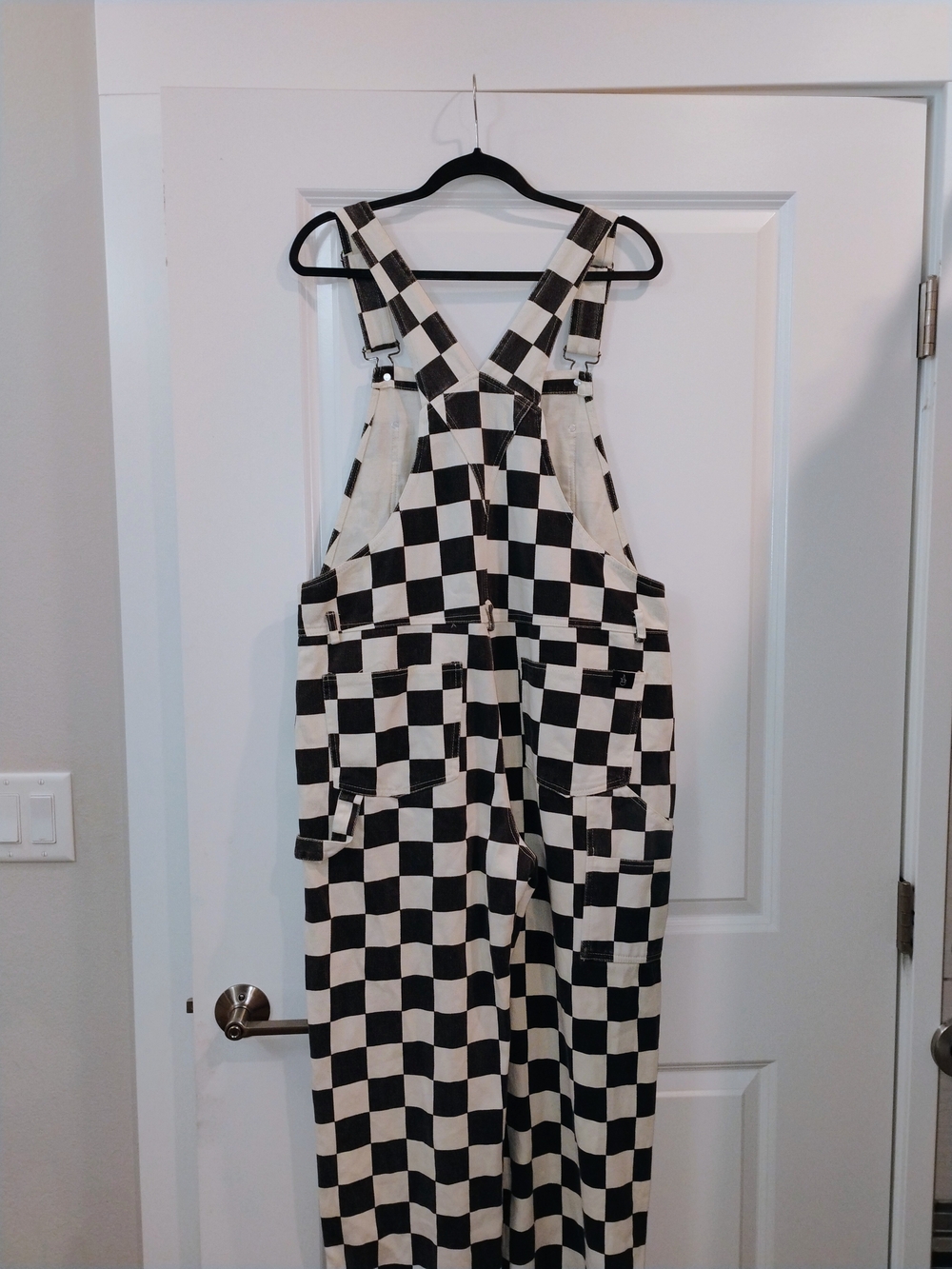 Retro Checkerboard Overalls Plaid 90s  Festival Grunge Punk Bib Jumpsuit Large - Picture 8 of 9